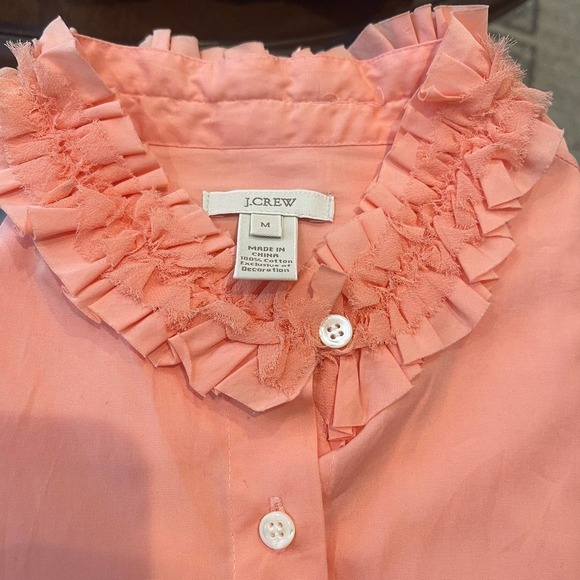 J. CREW Women's Peach Button Down Shirt Blouse Long Sleeve Size M - Picture 8 of 8